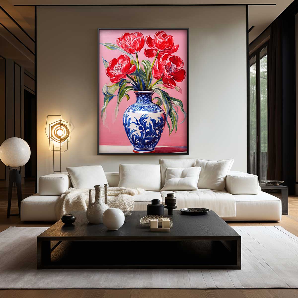 Levende Tulpen in Vaas Kunstwerk-canvas-dibond-plexiglas-wanddecoratie-WallArtistic