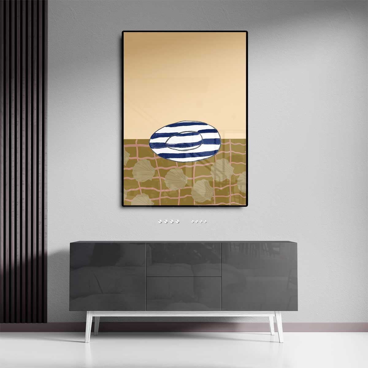 Strandvibes Illustratie Kunstwerk-canvas-dibond-plexiglas-wanddecoratie-WallArtistic