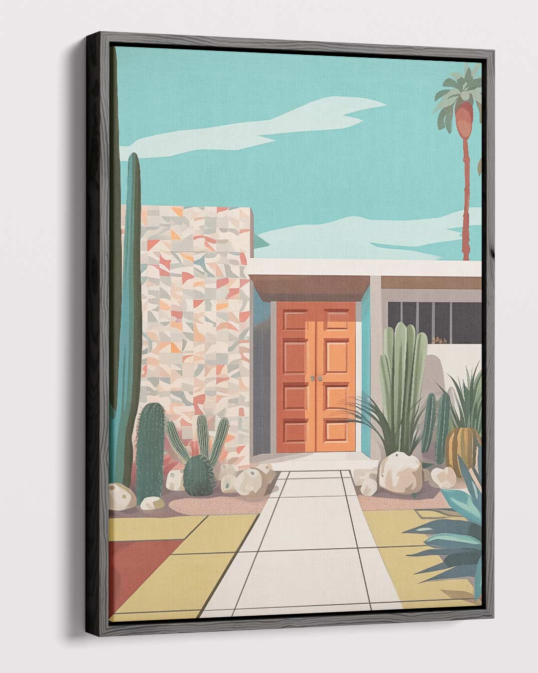 Retro Palm Springs Villa Kunstwerk-canvas-dibond-plexiglas-wanddecoratie-WallArtistic