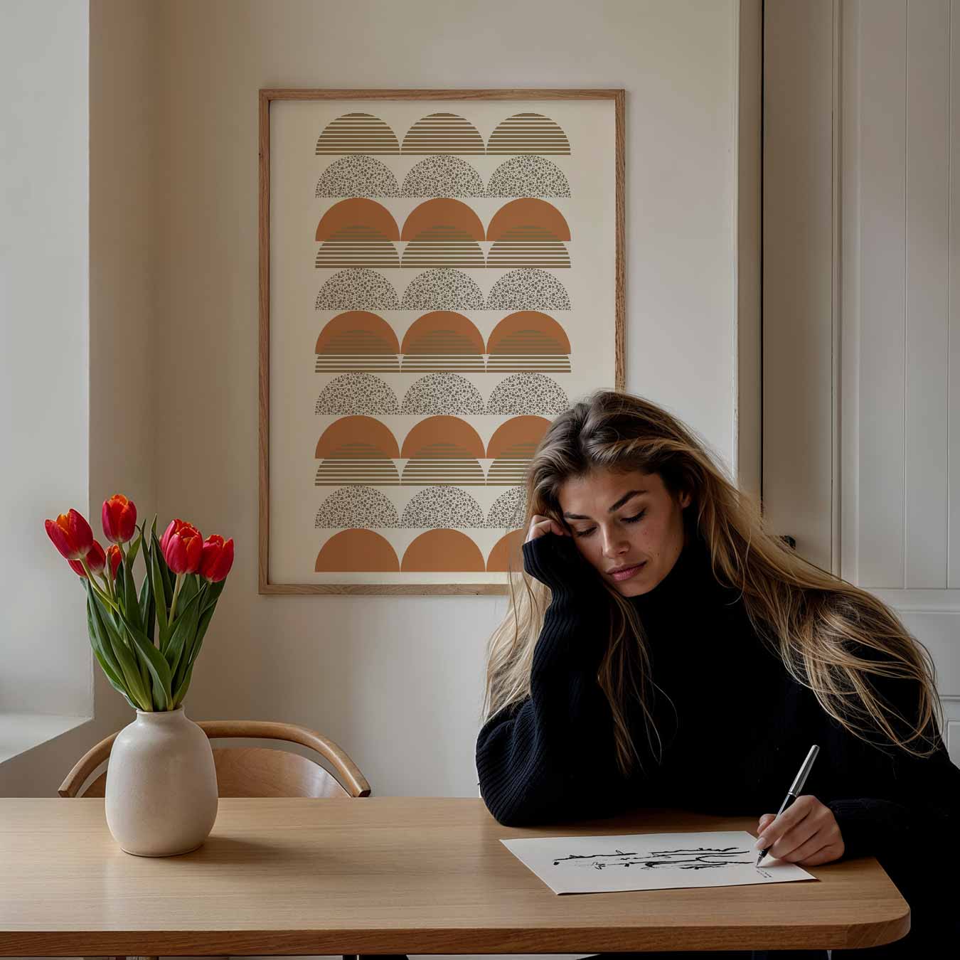 Retro Halve Cirkels Poster-WallArtistic