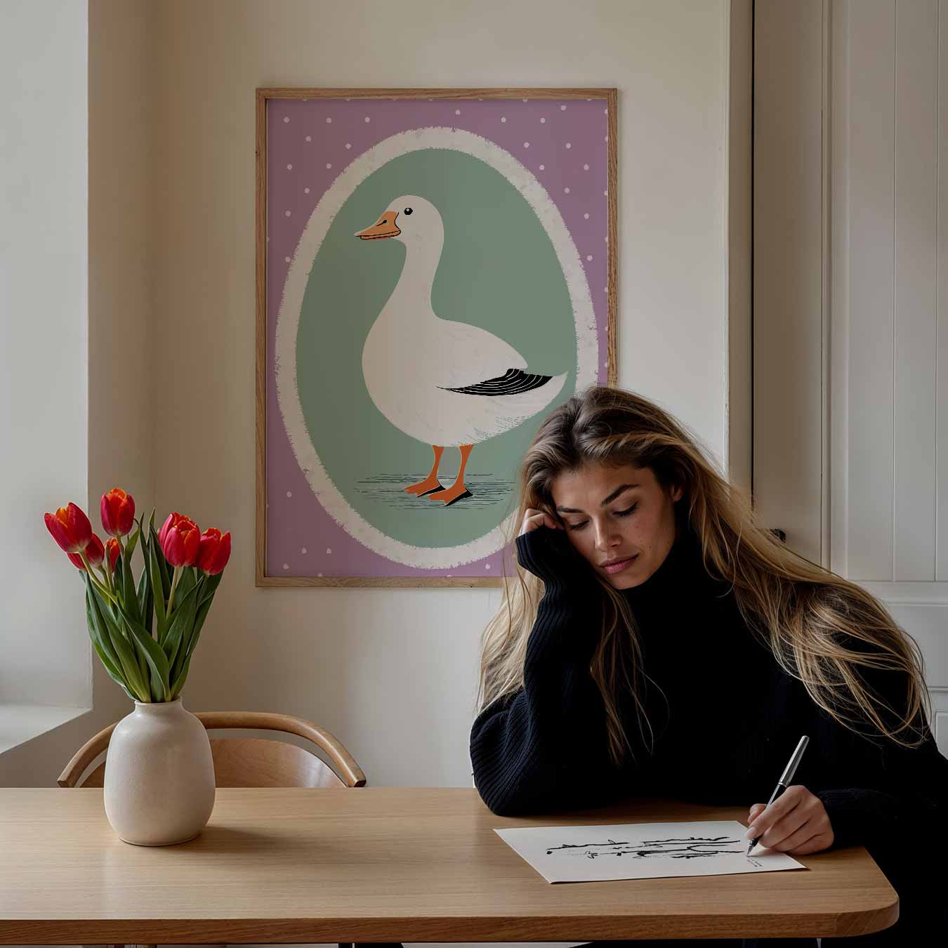 Schattige Eend Decoratieve Poster