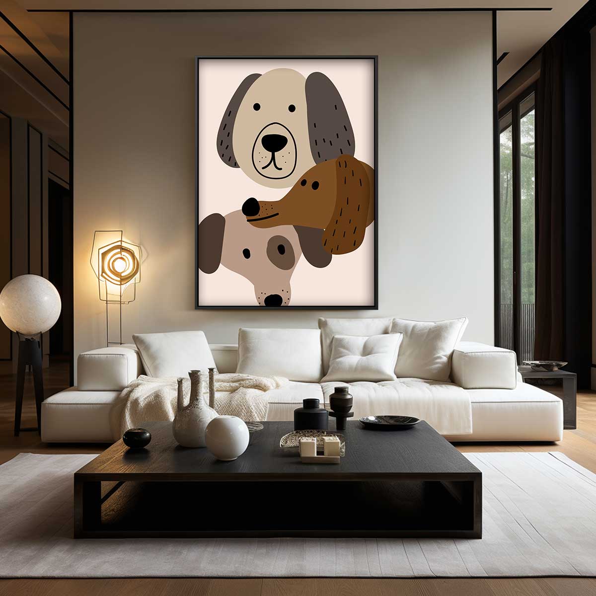 Vrolijke Hondenportretten Kunstwerk-canvas-dibond-plexiglas-wanddecoratie-WallArtistic