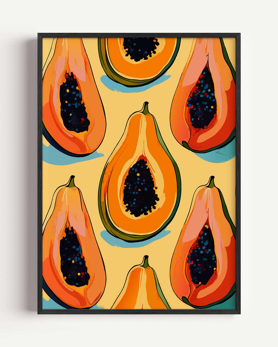 Tropische Papaya Illustratie Poster-WallArtistic