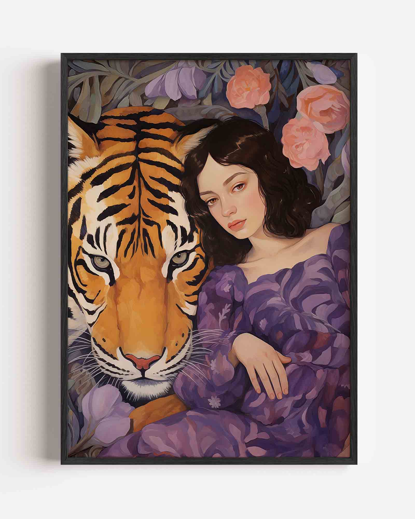 Tijger en vrouw Poster