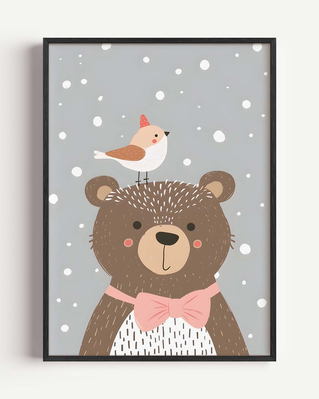 Lieve Beer en Vogeltje Poster-WallArtistic