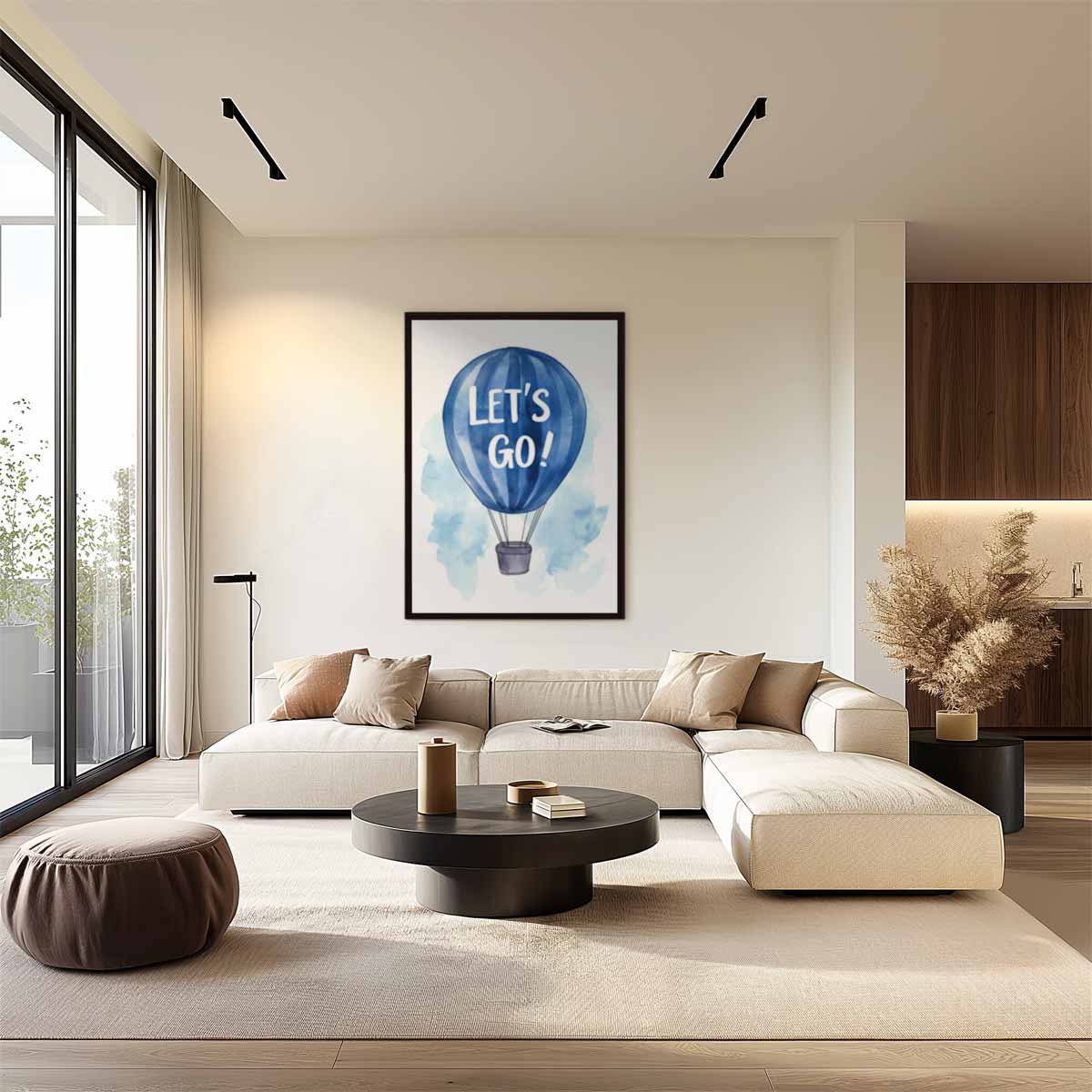 Inspirerende Blauwe Luchtballon Kunstwerk-canvas-dibond-plexiglas-wanddecoratie-WallArtistic