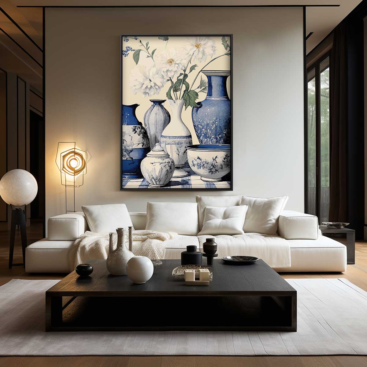 Keramische Sieraden in Blauwe Vazen Kunstwerk-canvas-dibond-plexiglas-wanddecoratie-WallArtistic