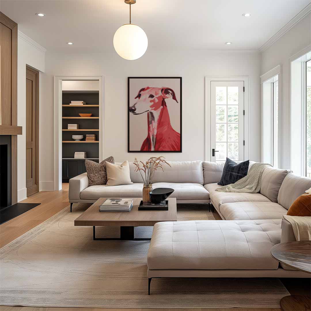 Stijlvolle Windhond Portret Kunstwerk-canvas-dibond-plexiglas-wanddecoratie-WallArtistic