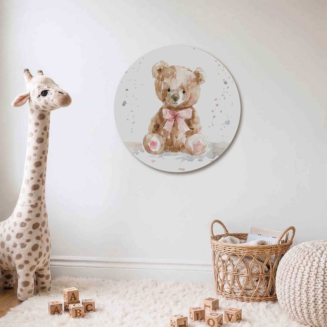 Teddybeer met strik Muurcirkel