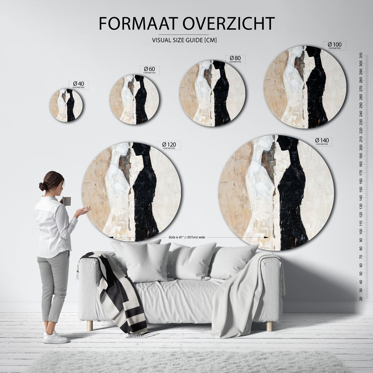 Twee silhouetten Muurcirkel