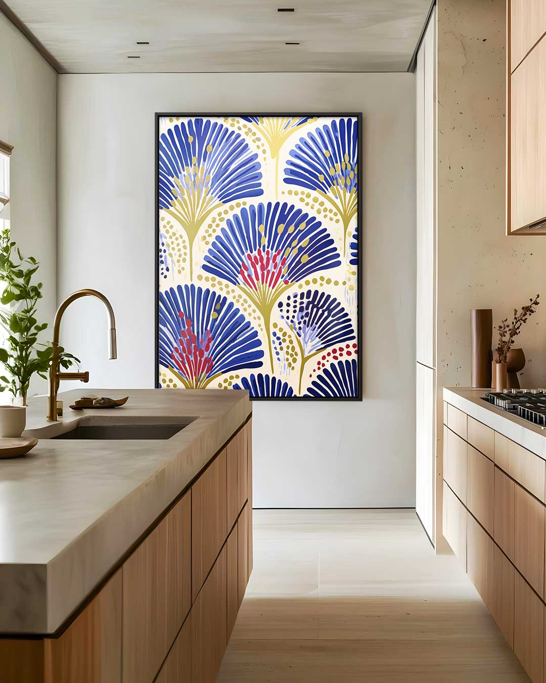 Bloemige Fan Vormen Kunstwerk-canvas-dibond-plexiglas-wanddecoratie-WallArtistic