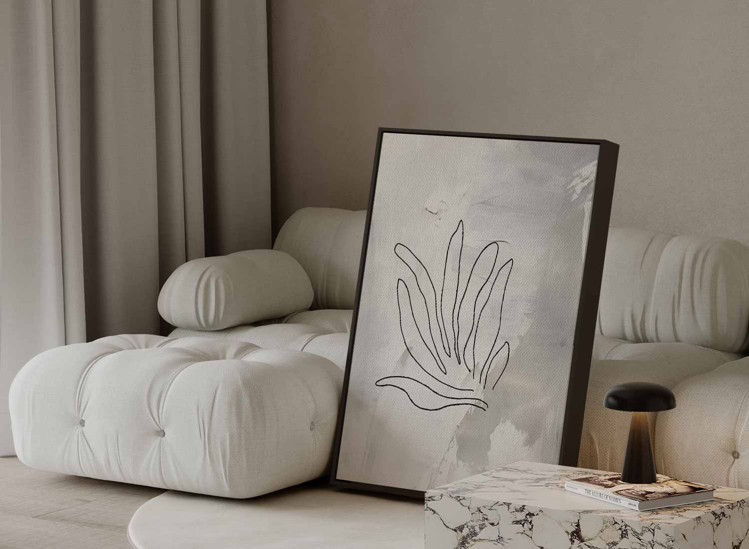 Organische Zwart-Wit Compositie Kunstwerk-canvas-dibond-plexiglas-wanddecoratie-WallArtistic