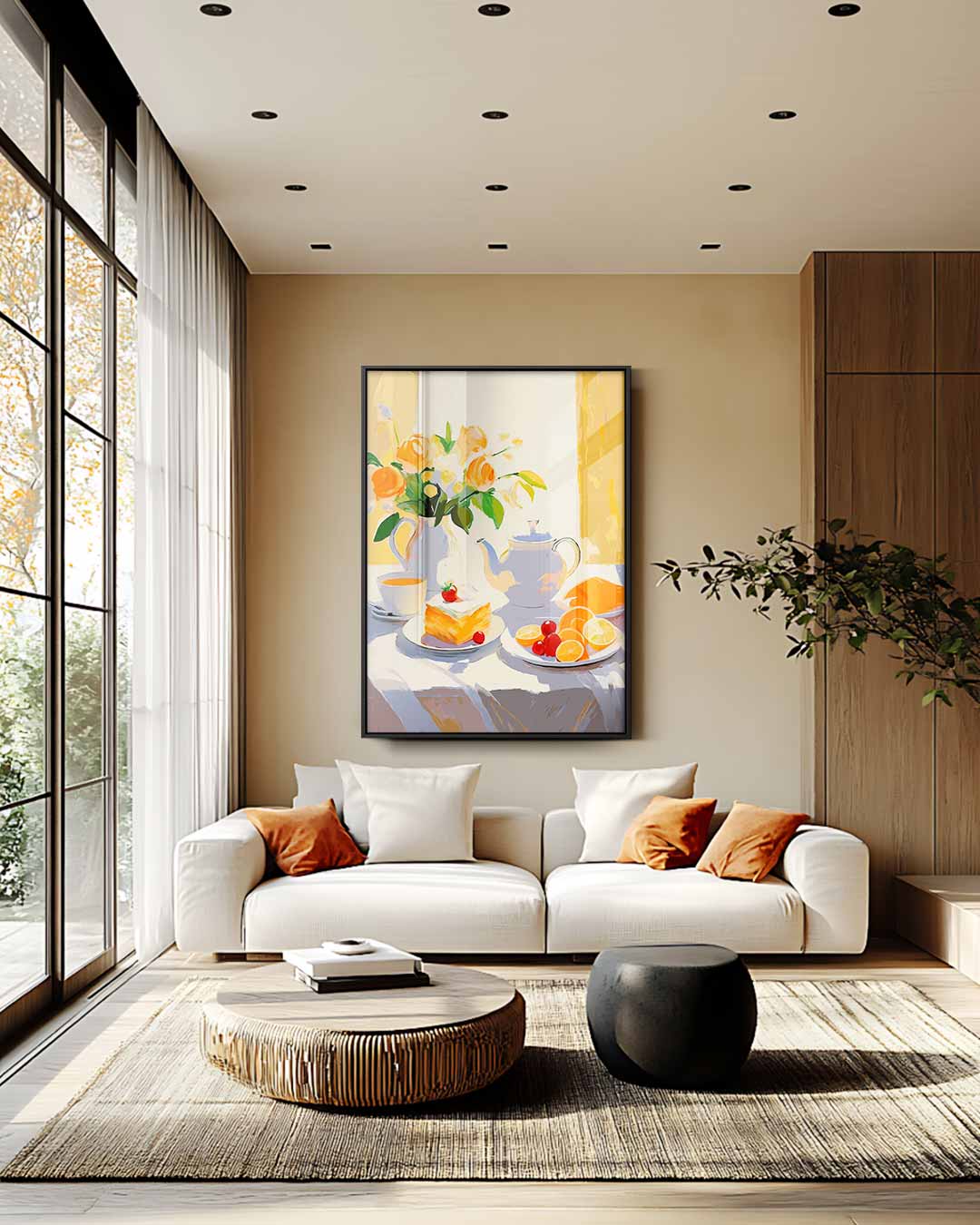 Zonnige Ontbijtstilleven Kunstwerk-canvas-dibond-plexiglas-wanddecoratie-WallArtistic