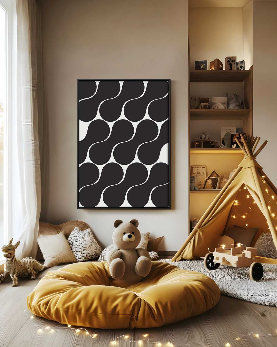 Dynamische Zwart-wit Golven Kunstwerk-canvas-dibond-plexiglas-wanddecoratie-WallArtistic