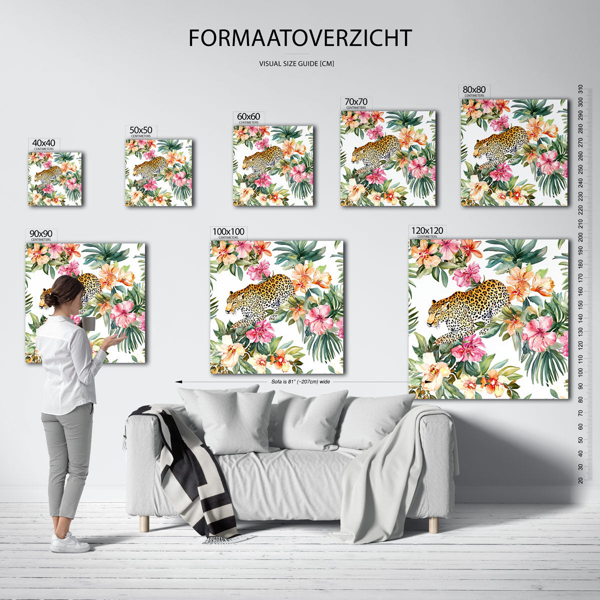 Luipaard en bloemen Poster