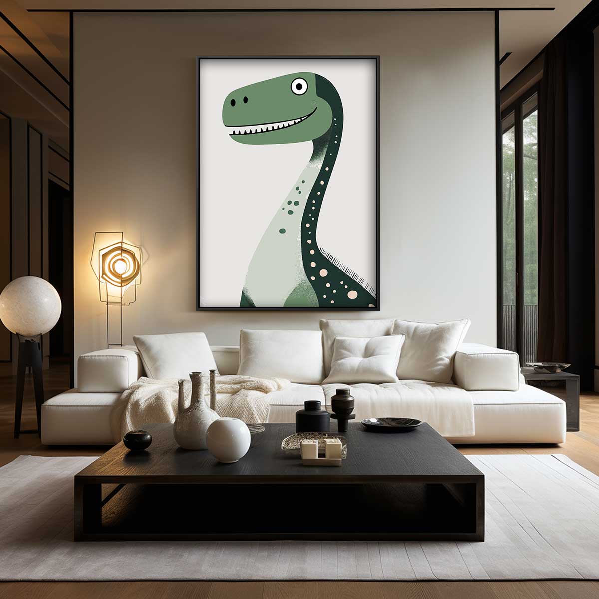 Vrolijke Dino Print Kunstwerk-canvas-dibond-plexiglas-wanddecoratie-WallArtistic