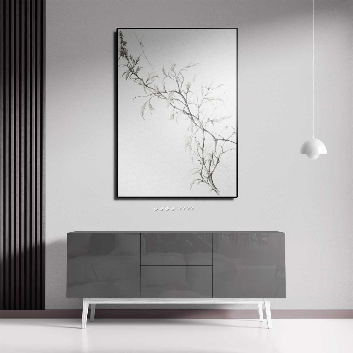 Subtiele Tak In Potlood Kunstwerk-canvas-dibond-plexiglas-wanddecoratie-WallArtistic