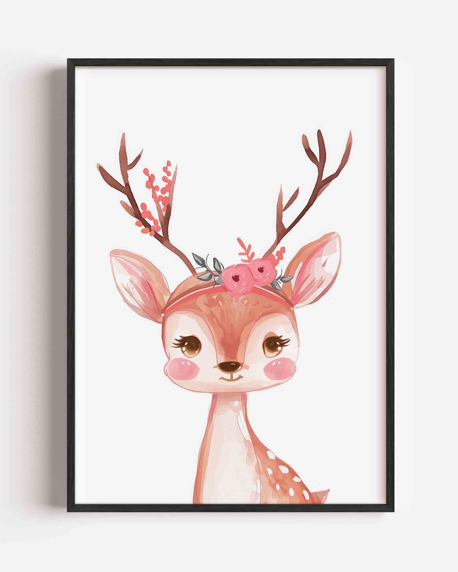Hert met bloemen Poster