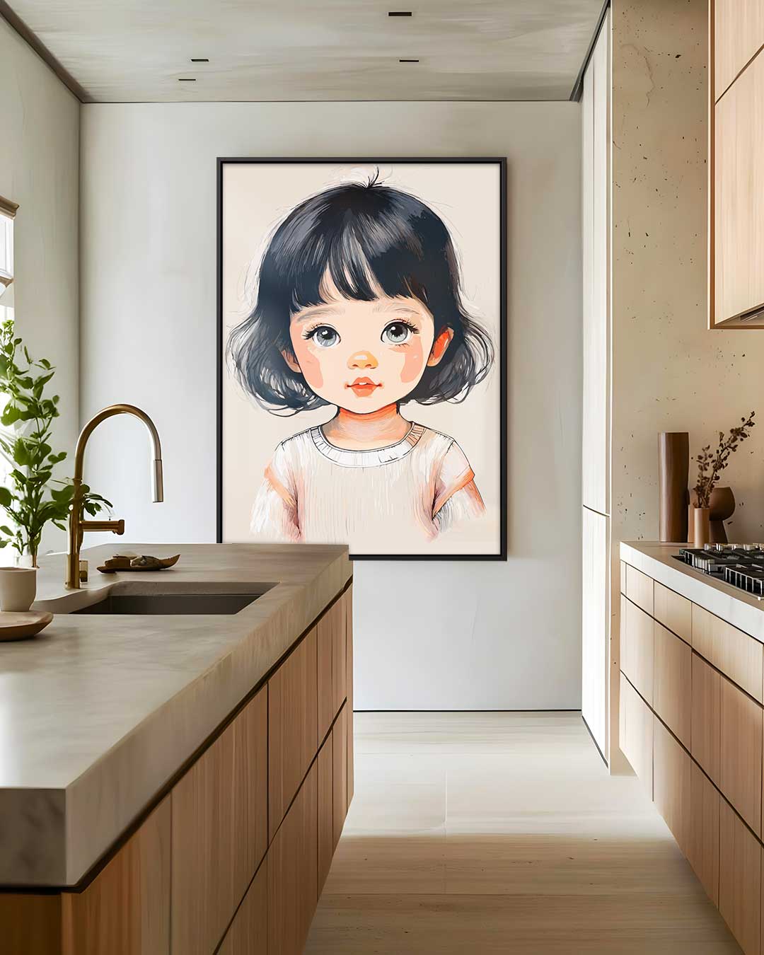 Schattig Kinderportret in Zachte Kleuren Kunstwerk-canvas-dibond-plexiglas-wanddecoratie-WallArtistic