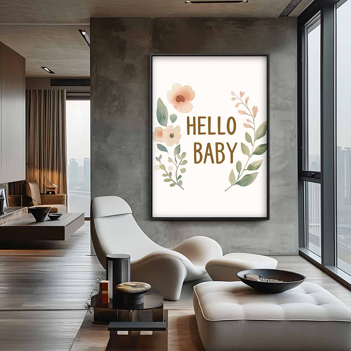 Hello Baby Bloemenprint Kunstwerk-canvas-dibond-plexiglas-wanddecoratie-WallArtistic