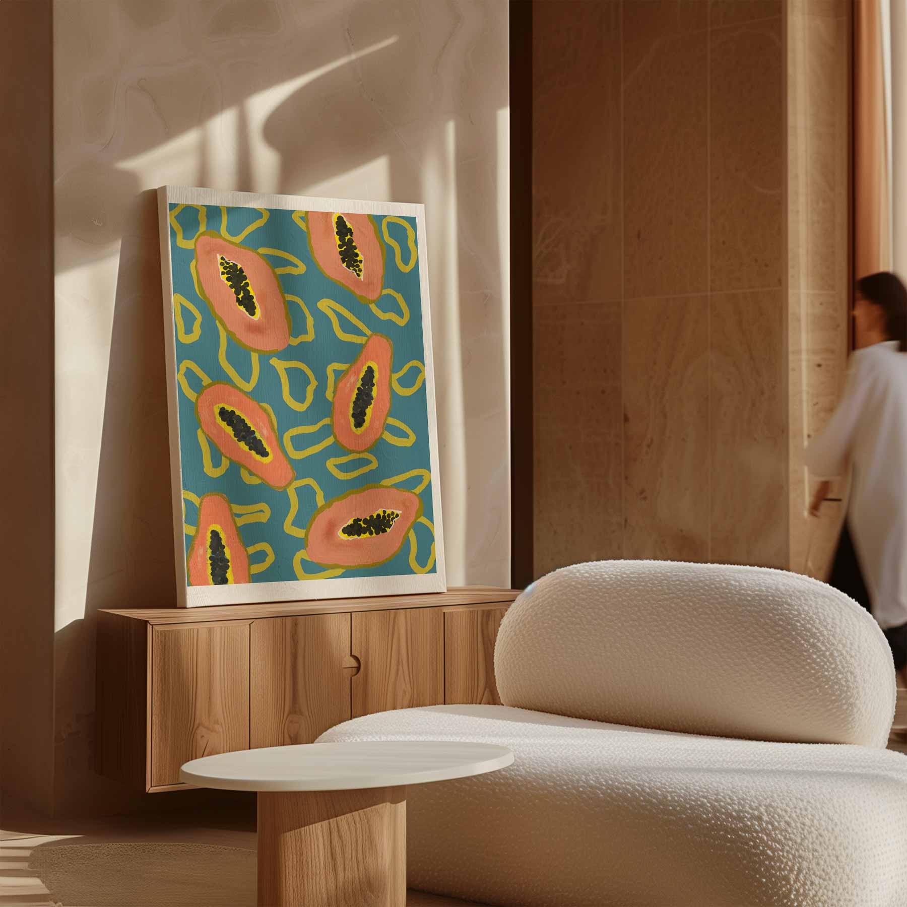 Tropische Papaya Print Kunstwerk-canvas-dibond-plexiglas-wanddecoratie-WallArtistic