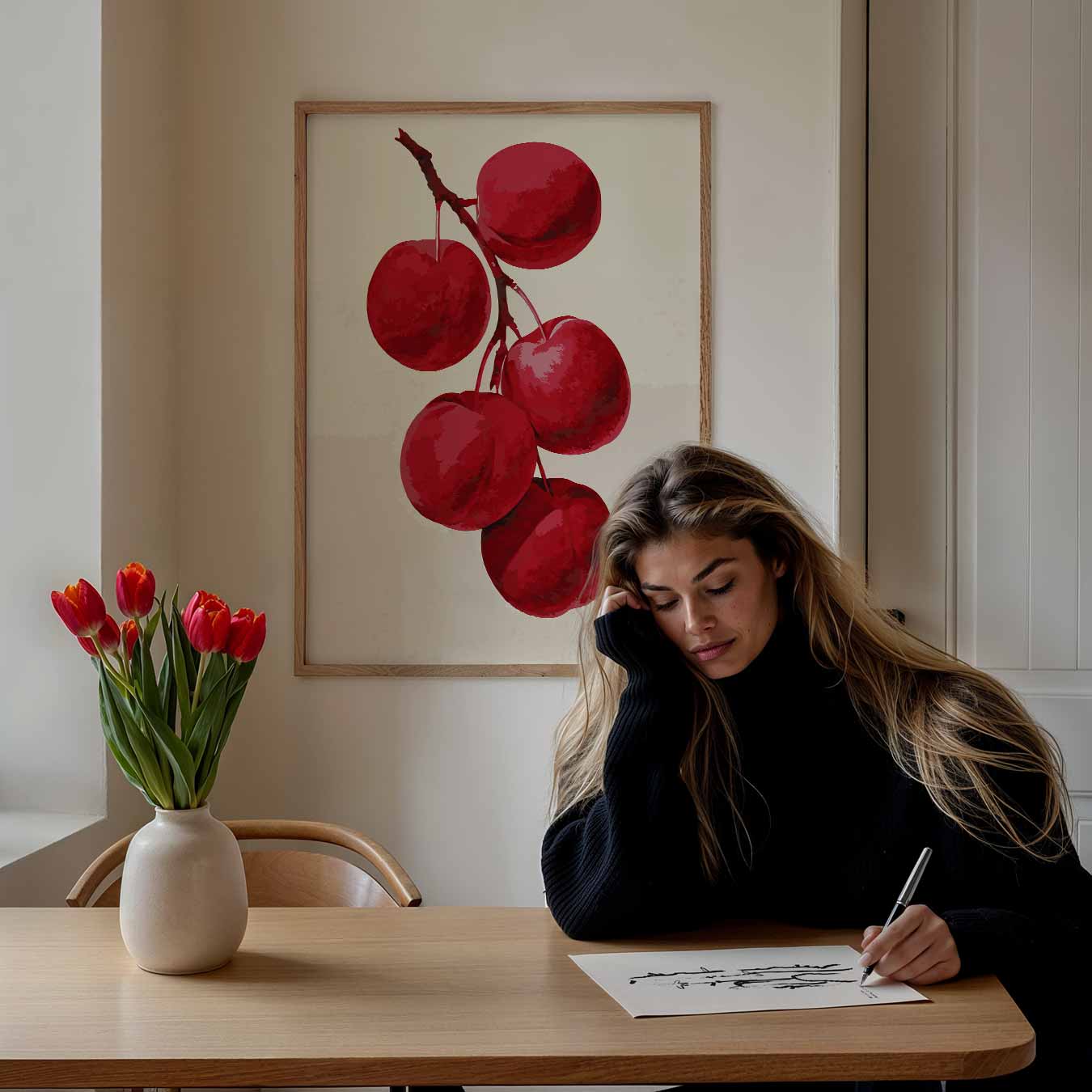 Elegante Rode Vruchten Poster-WallArtistic