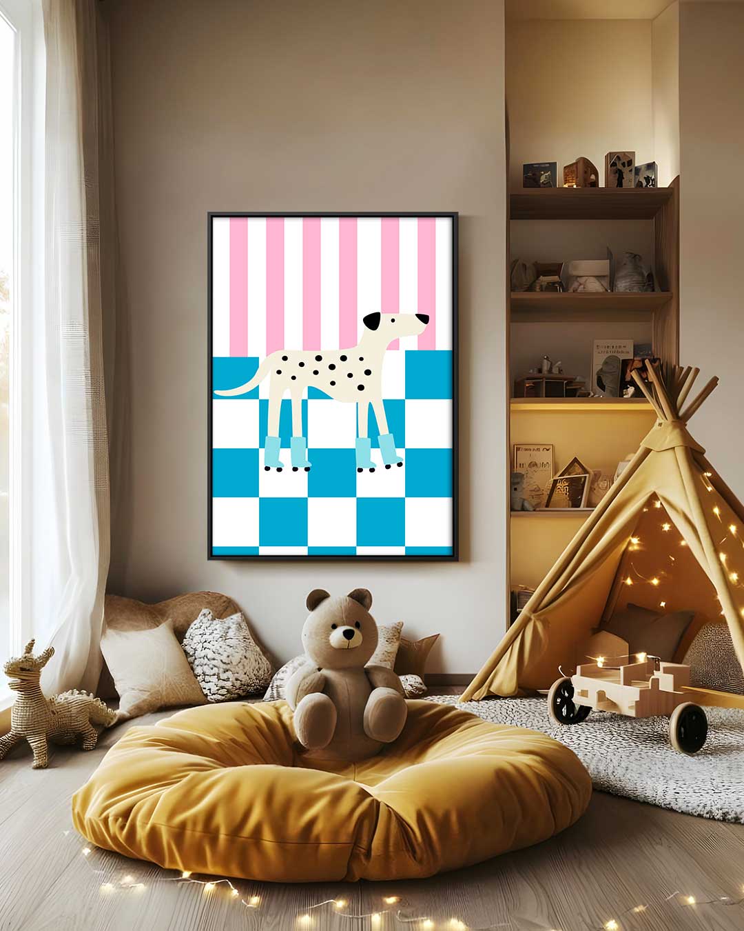 Rollende Dalmatiër Kunstwerk-canvas-dibond-plexiglas-wanddecoratie-WallArtistic