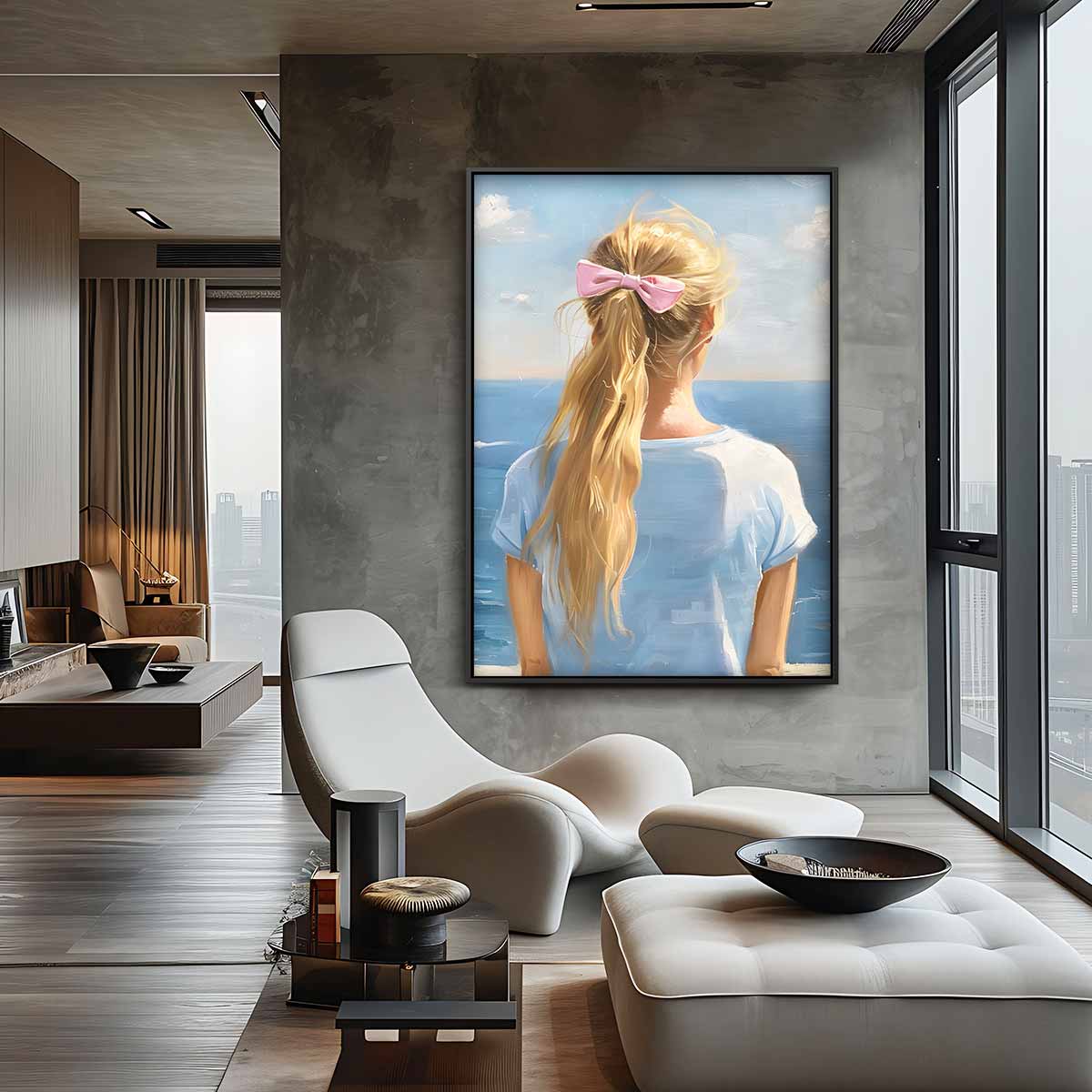 Meisje aan Zee Kunstwerk-canvas-dibond-plexiglas-wanddecoratie-WallArtistic