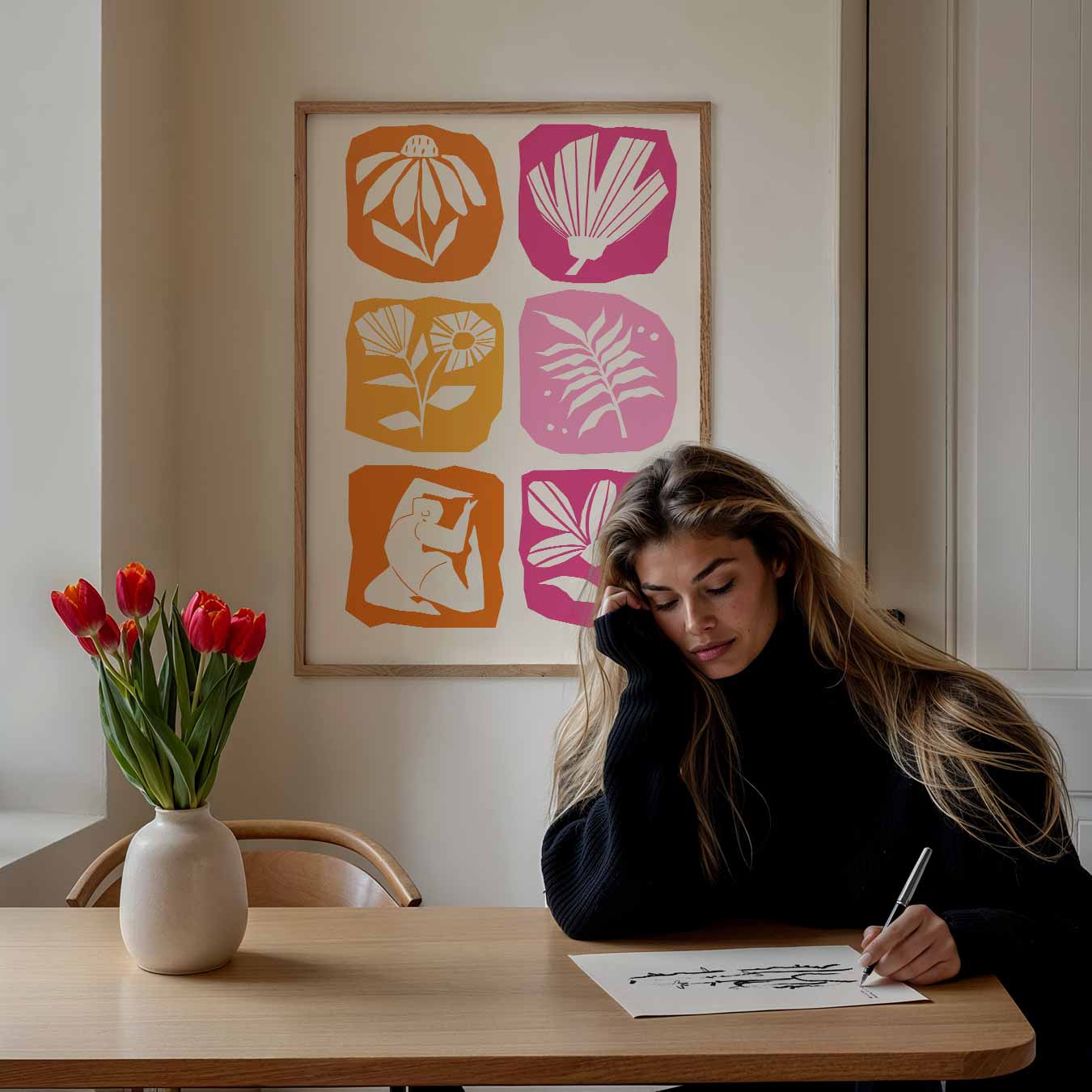 Bloemenpracht en Elegante Vormen Poster