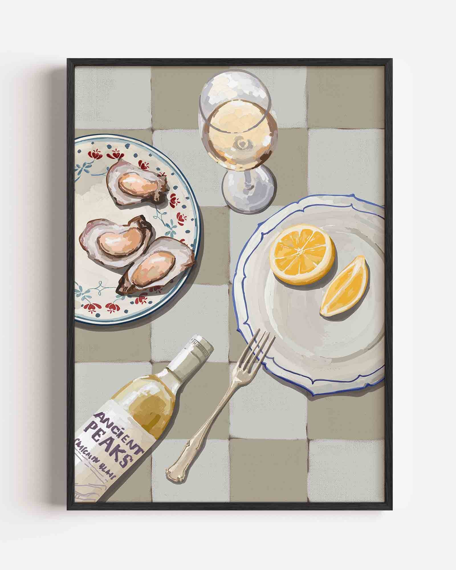 Oesters en wijn Poster