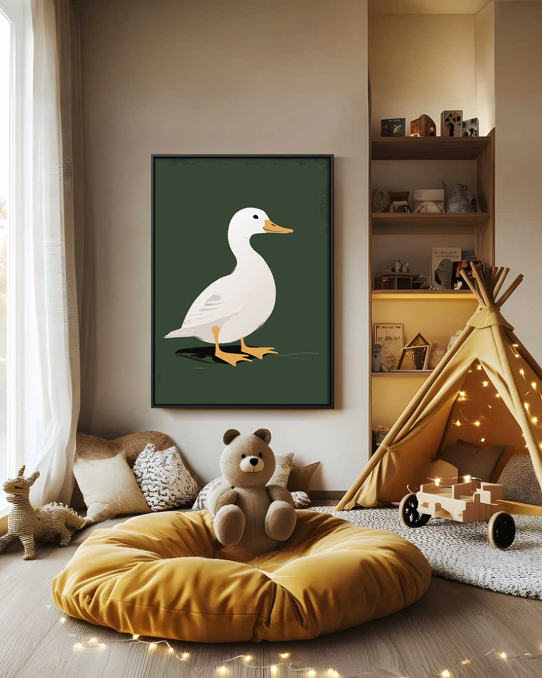 Eend op een Rustige Dag Kunstwerk-canvas-dibond-plexiglas-wanddecoratie-WallArtistic