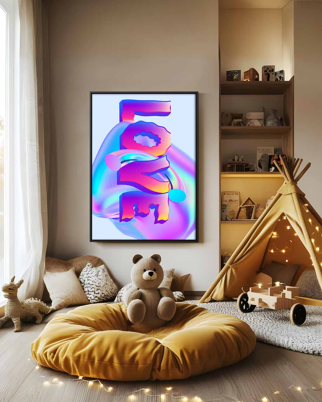 Kleurrijke Ineengestorte Vormen Kunstwerk-canvas-dibond-plexiglas-wanddecoratie-WallArtistic