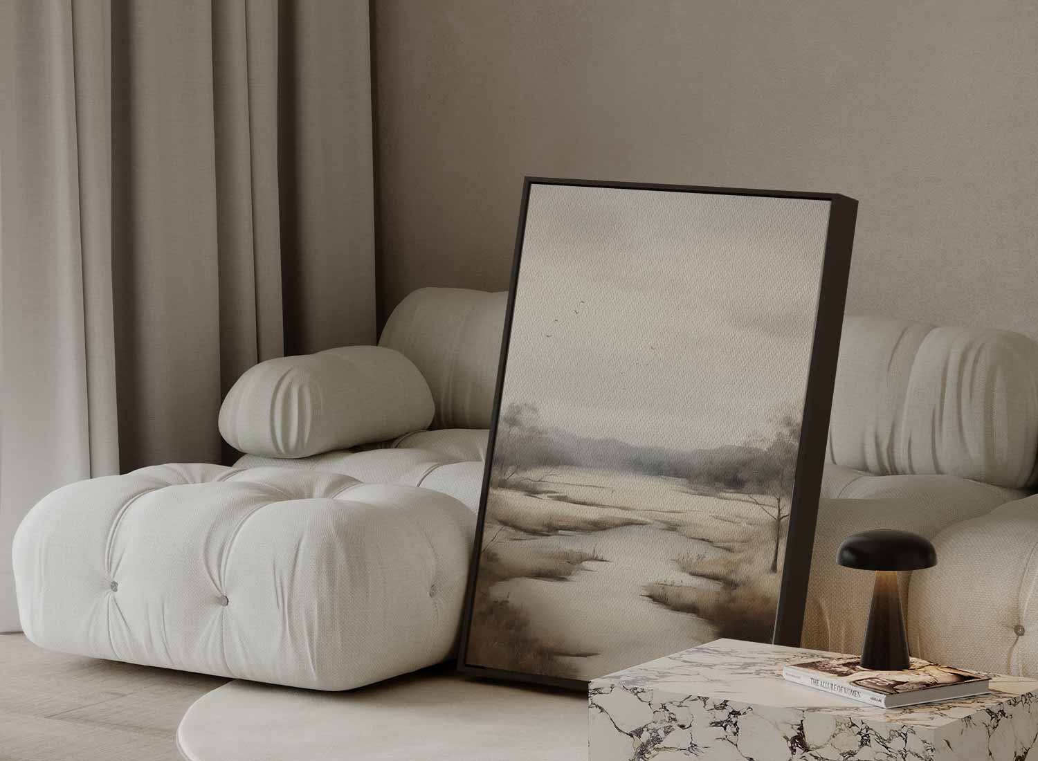 Rustige Waterlandschap in Zacht Tinten Kunstwerk-canvas-dibond-plexiglas-wanddecoratie-WallArtistic