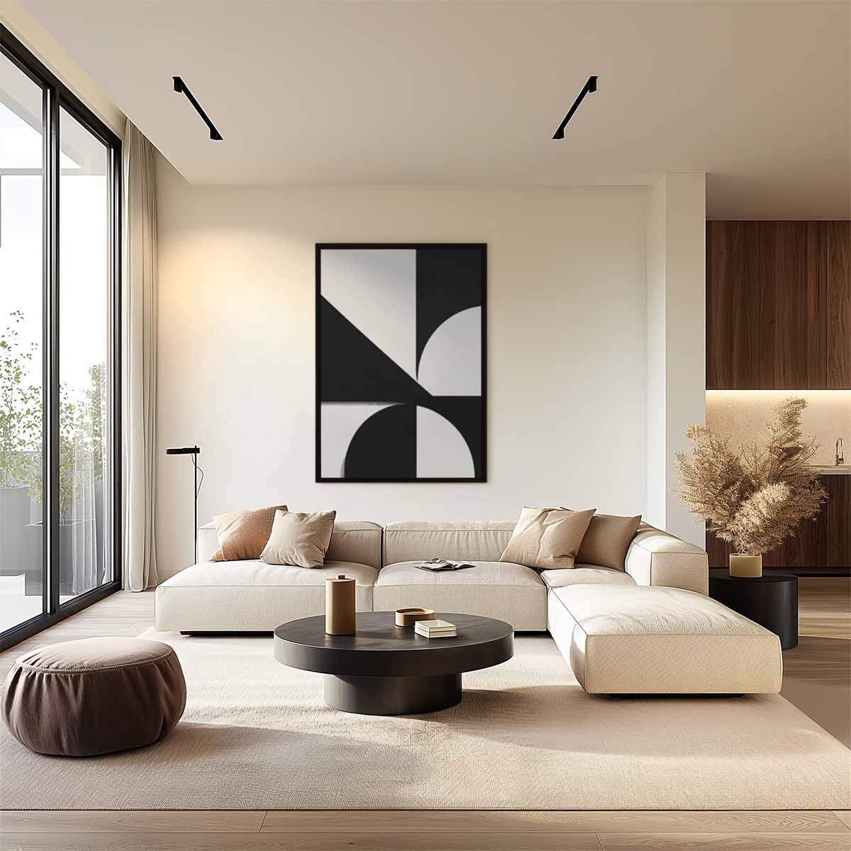 Abstract Geometrisch Contrast Kunstwerk-canvas-dibond-plexiglas-wanddecoratie-WallArtistic