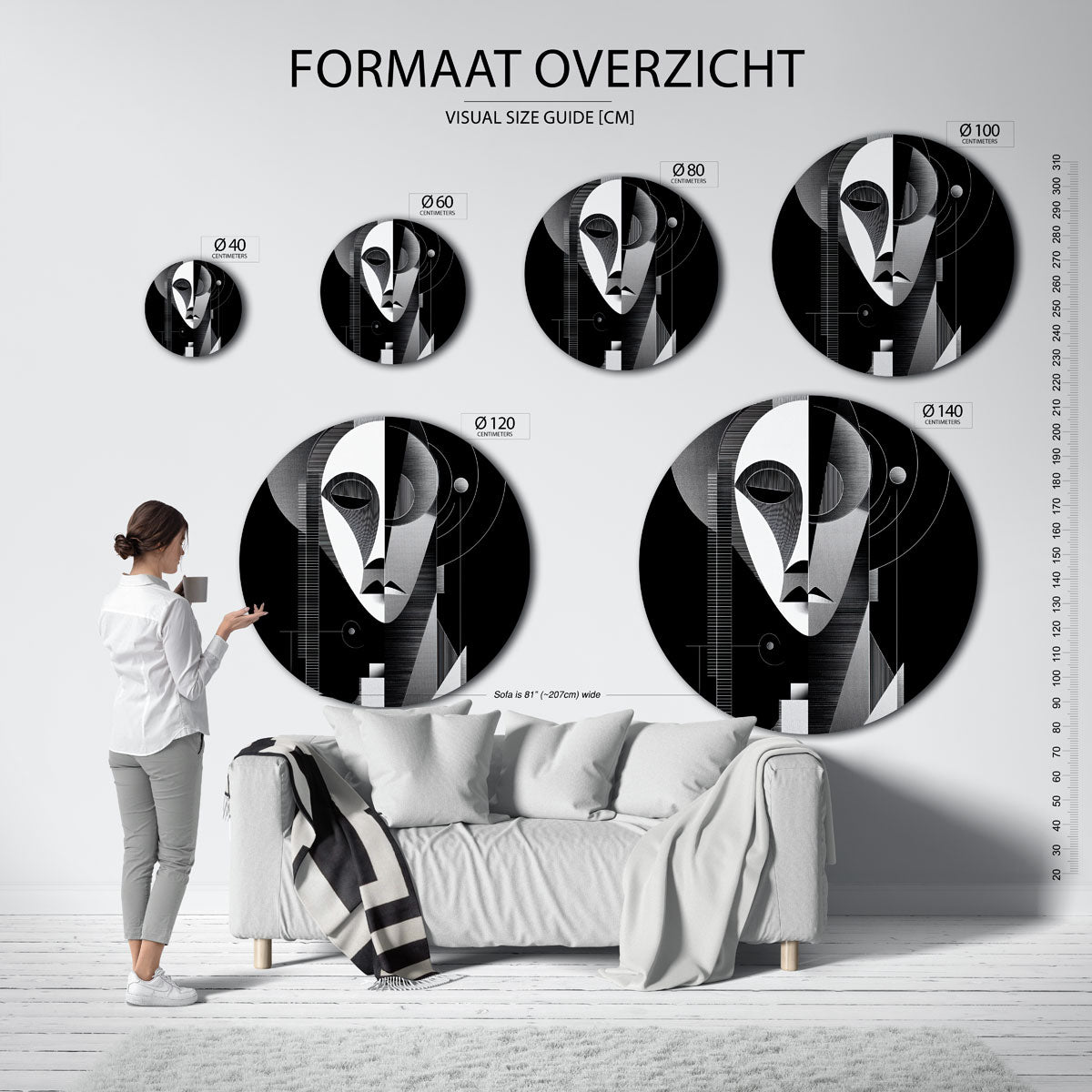 Abstracte gezichten Muurcirkel