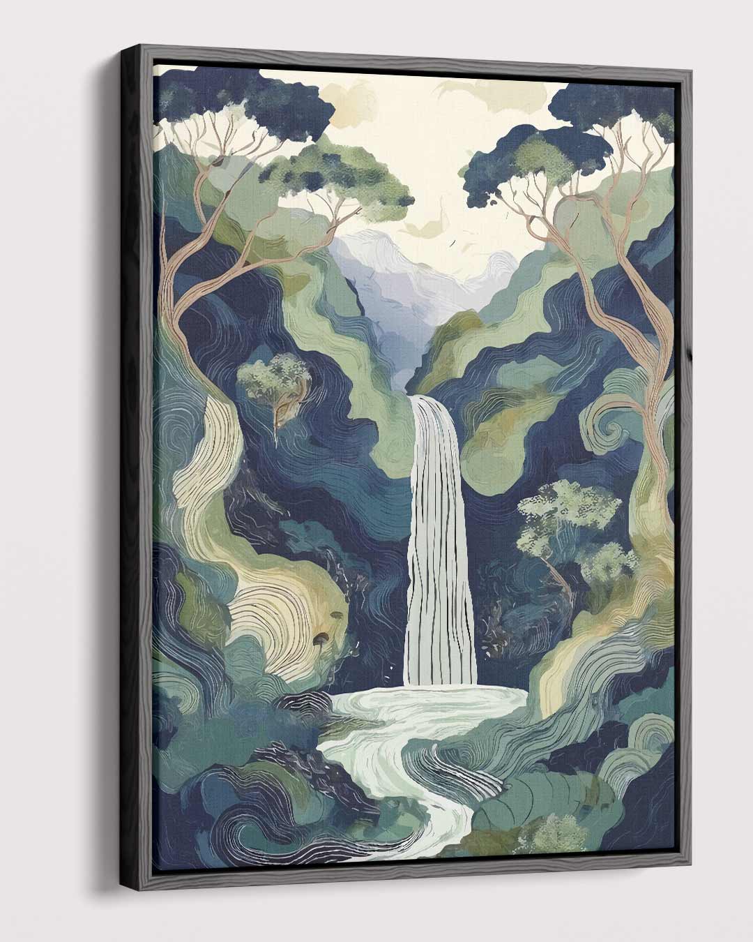 Mystieke Waterval in Bossen Kunstwerk-canvas-dibond-plexiglas-wanddecoratie-WallArtistic