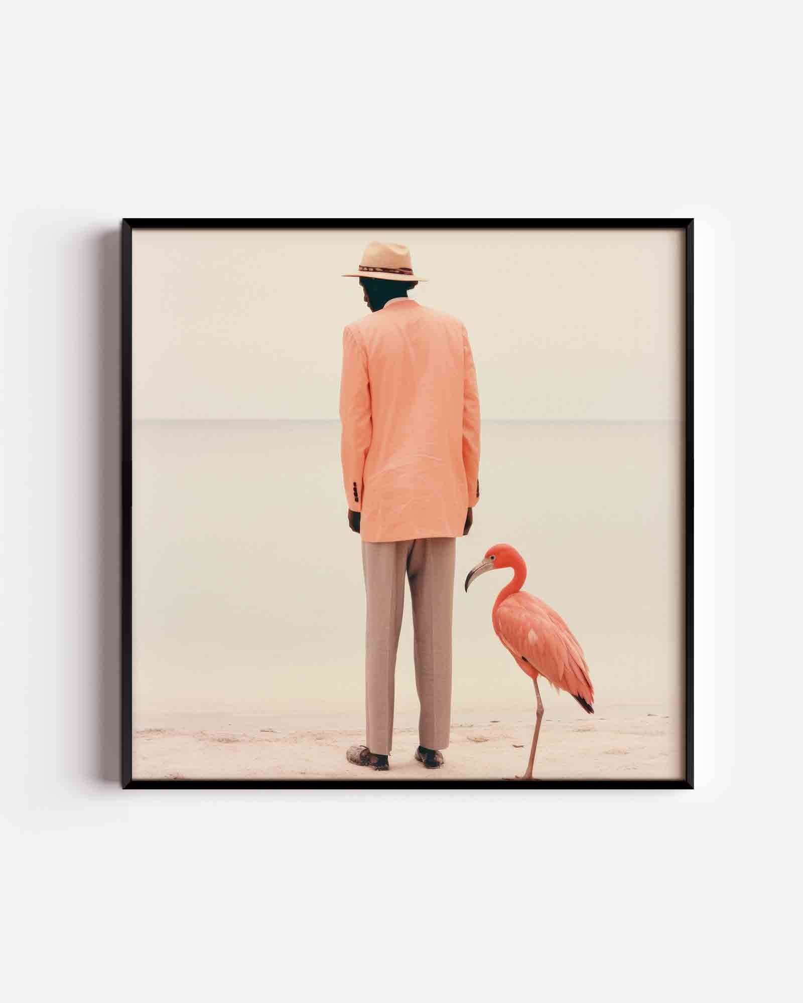 Man en flamingo Poster