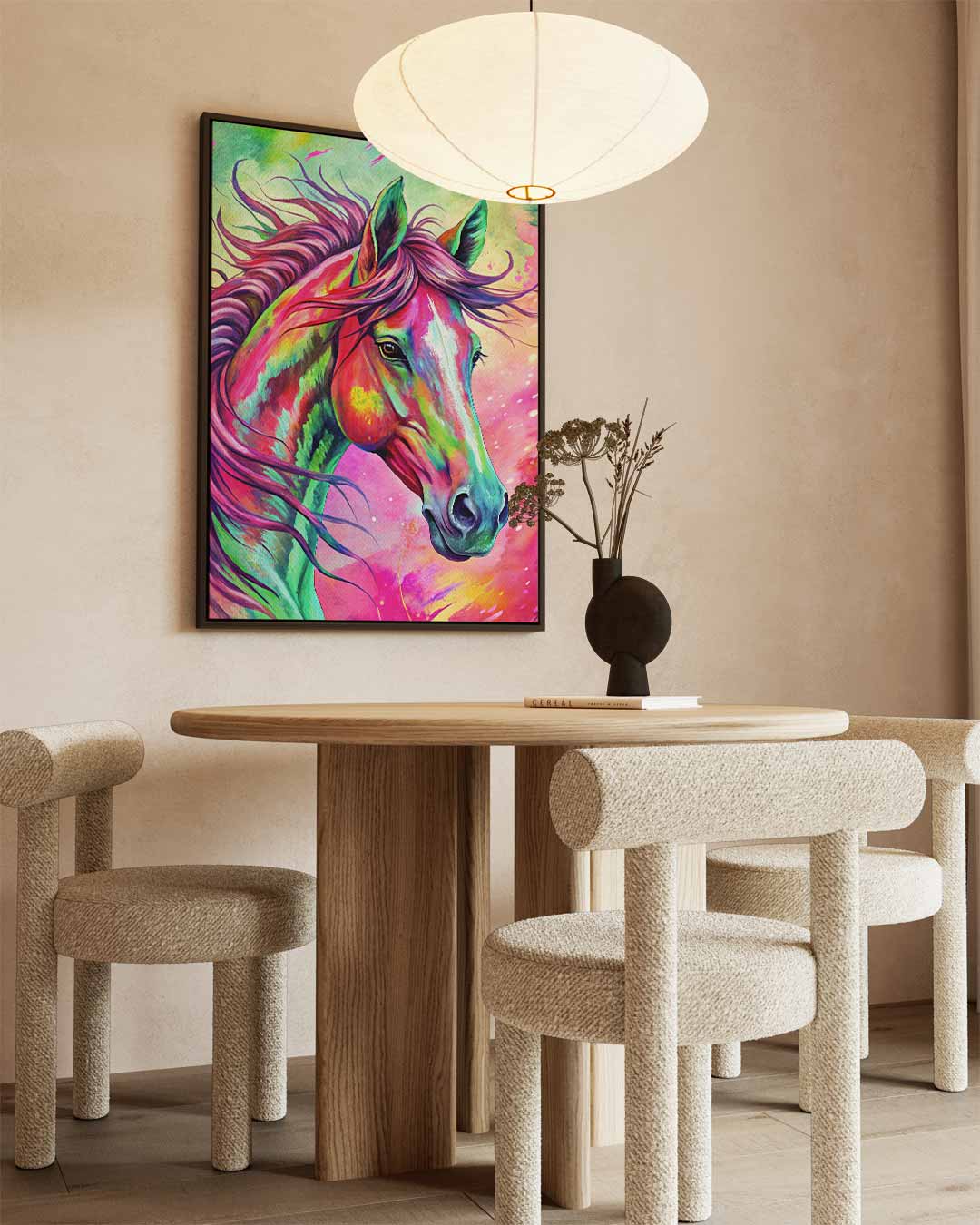 Kleurrijk Paardenportret Kunstwerk-canvas-dibond-plexiglas-wanddecoratie-WallArtistic