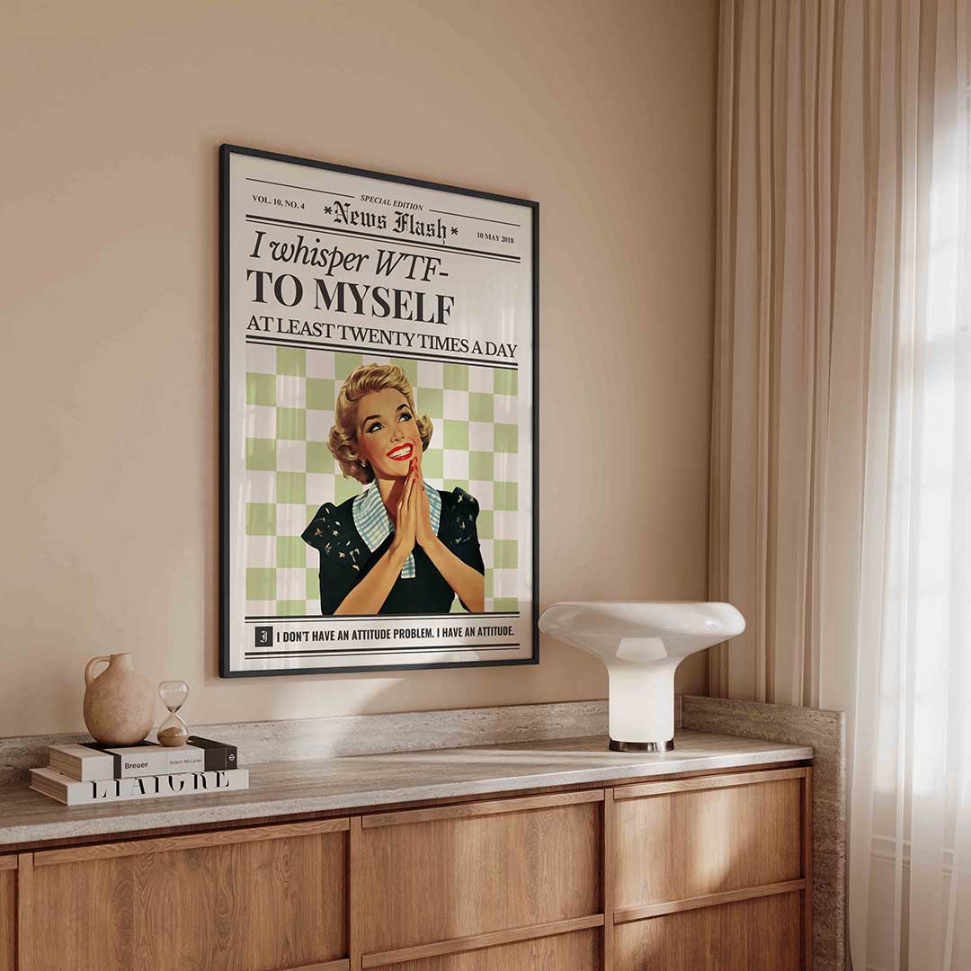 Retro vrouw met tekst Poster