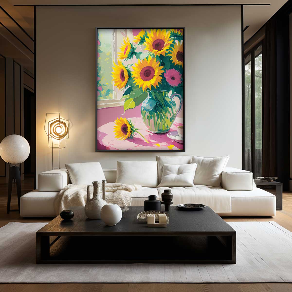 Zomerse Zonnebloem Schilderij Kunstwerk-canvas-dibond-plexiglas-wanddecoratie-WallArtistic