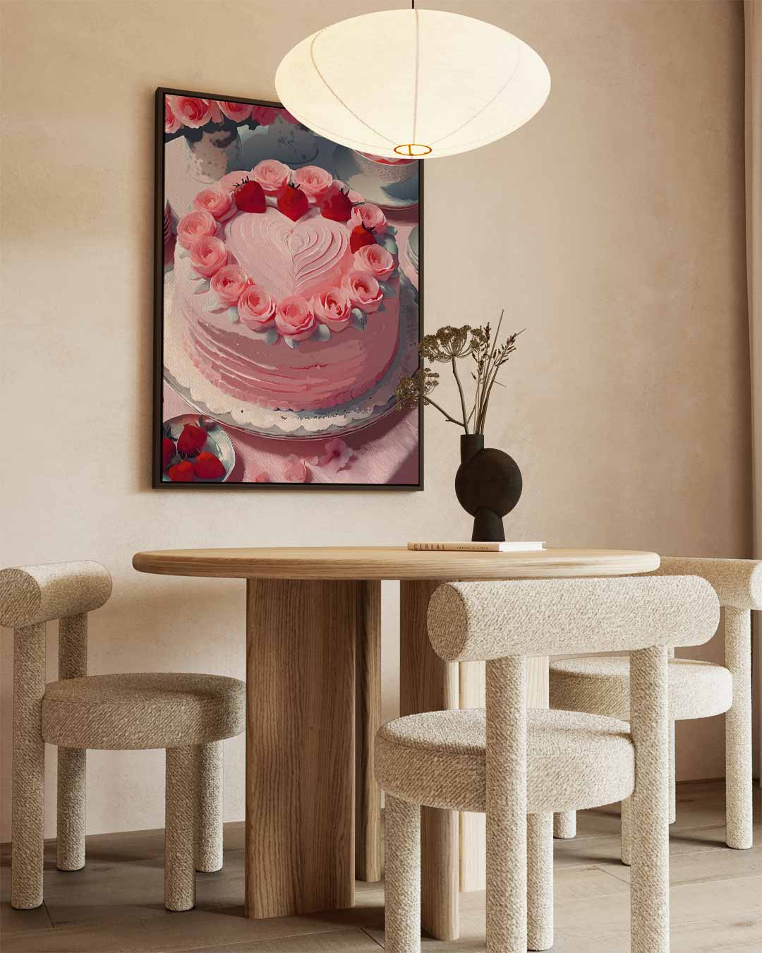 Romantische Rozen Taart Kunstwerk-canvas-dibond-plexiglas-wanddecoratie-WallArtistic