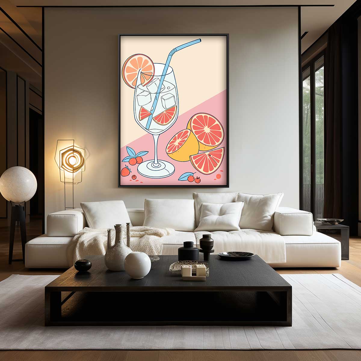 Zonnige Citrus Cocktail Kunstwerk-canvas-dibond-plexiglas-wanddecoratie-WallArtistic