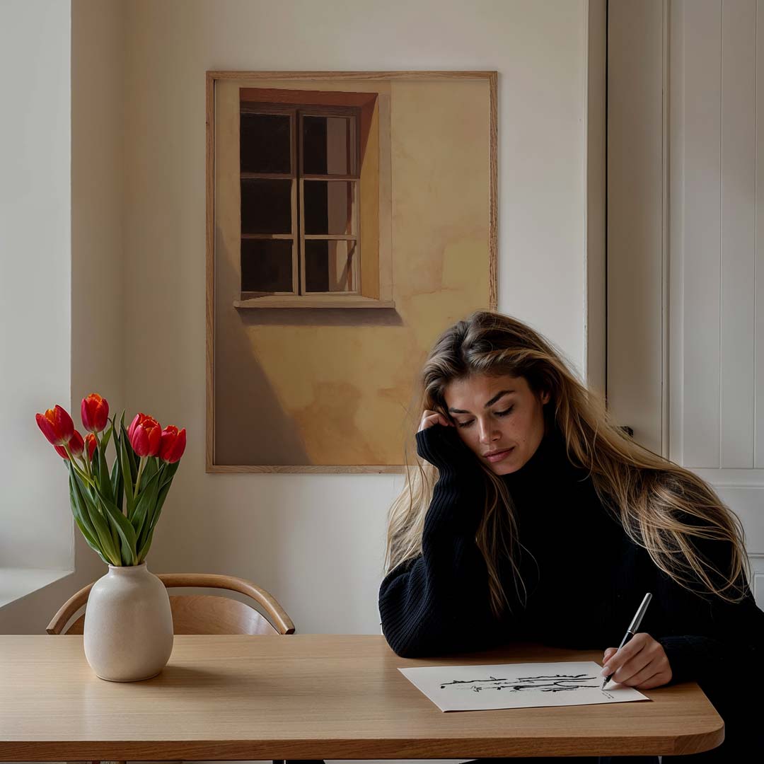 Zonnig Raamzicht Poster-WallArtistic