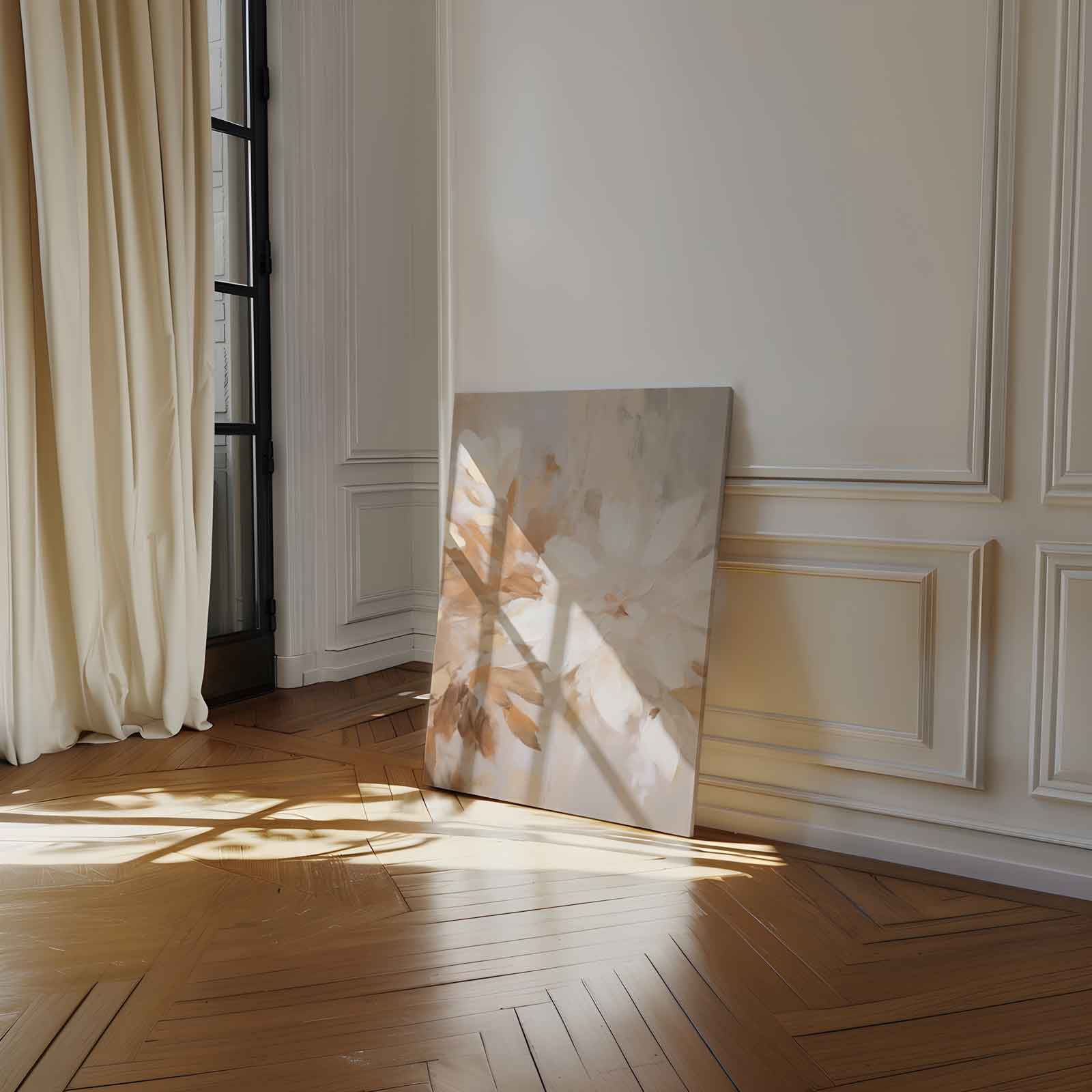 Floraal Gefluister in Neutrale Tinten Kunstwerk-canvas-dibond-plexiglas-wanddecoratie-WallArtistic