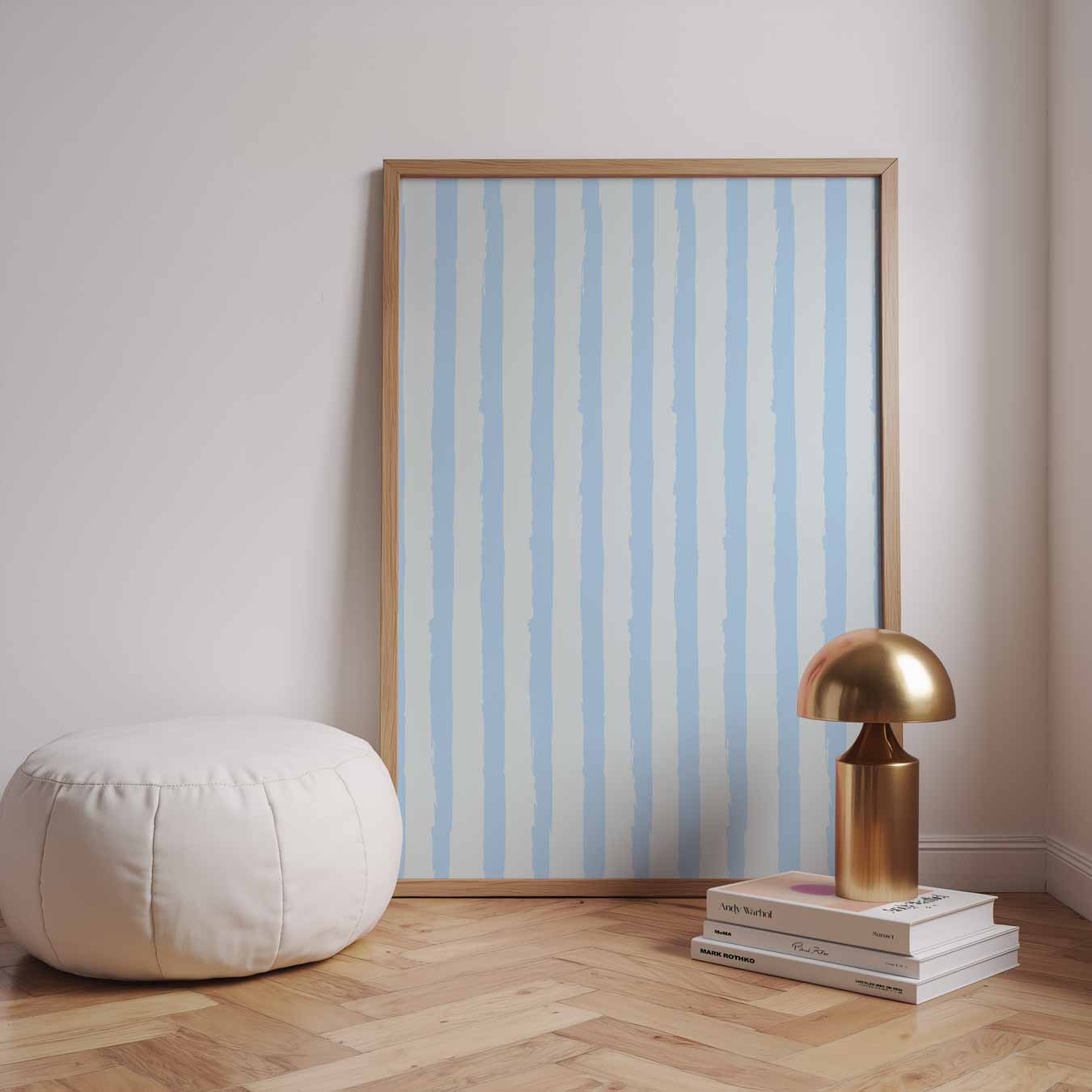 Zachtblauwe Strepen Poster-WallArtistic