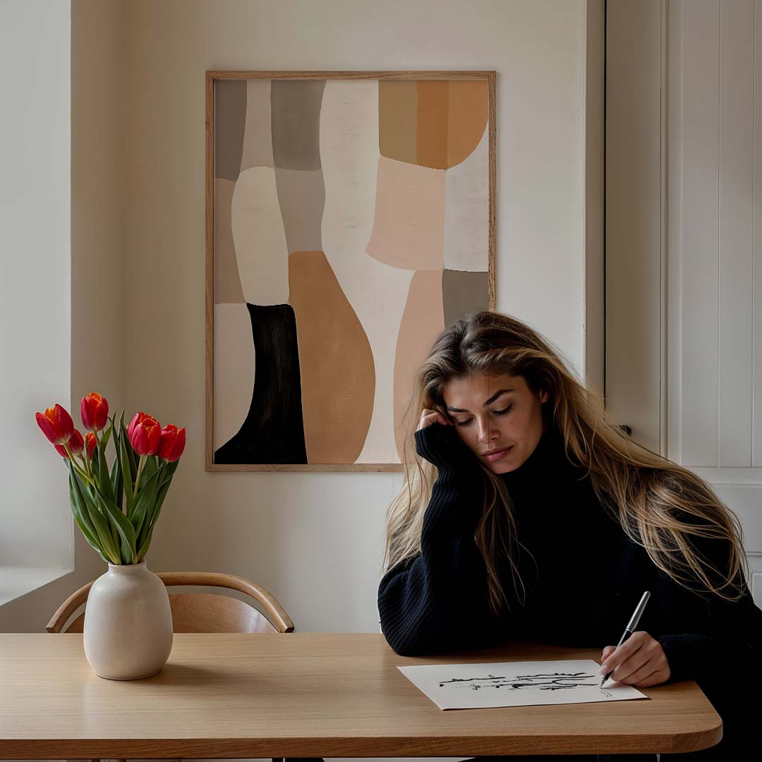 Abstracte Aardetinten Wanddecoratie Poster-WallArtistic