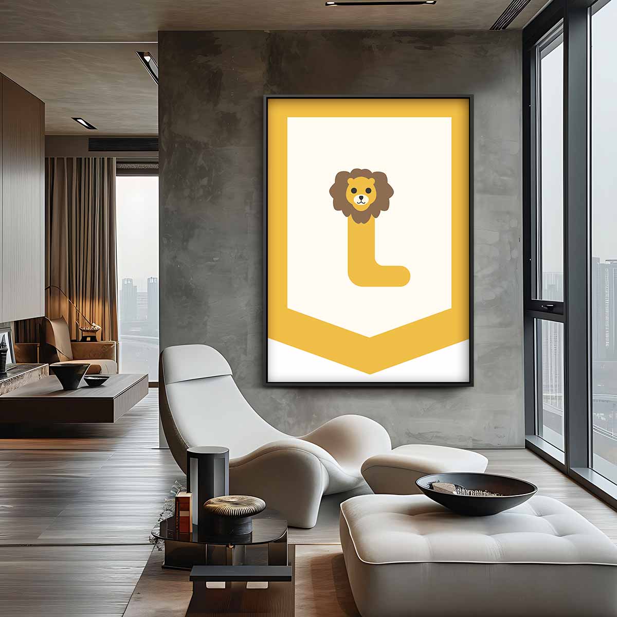 Leeuwen Letter L Poster Kunstwerk-canvas-dibond-plexiglas-wanddecoratie-WallArtistic