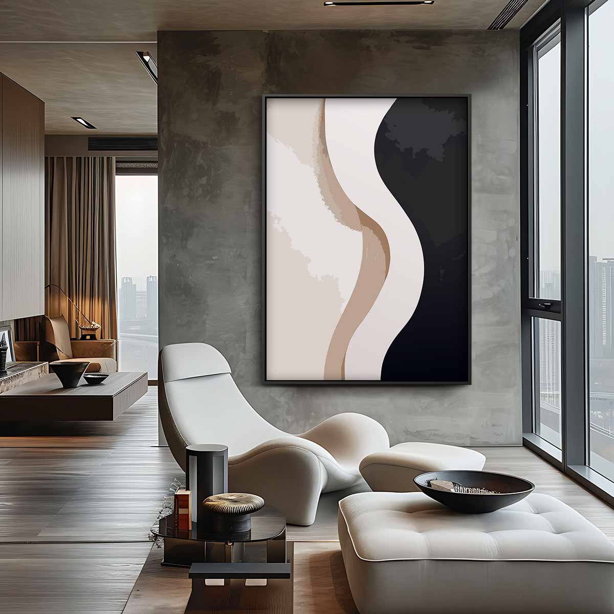 Golvende Abstractie Kunstwerk-canvas-dibond-plexiglas-wanddecoratie-WallArtistic