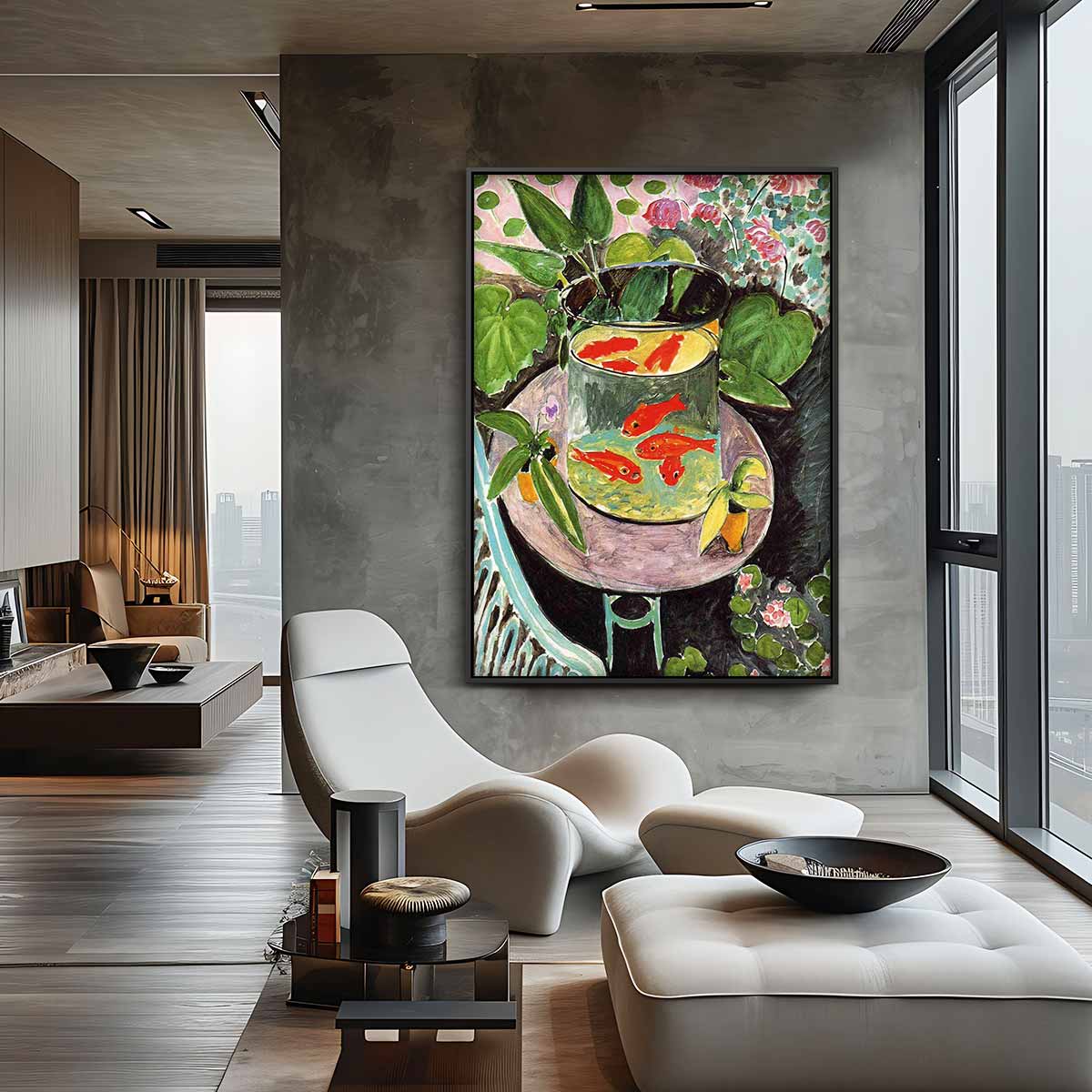 Goudvissen in de Tuin Kunstwerk-canvas-dibond-plexiglas-wanddecoratie-WallArtistic