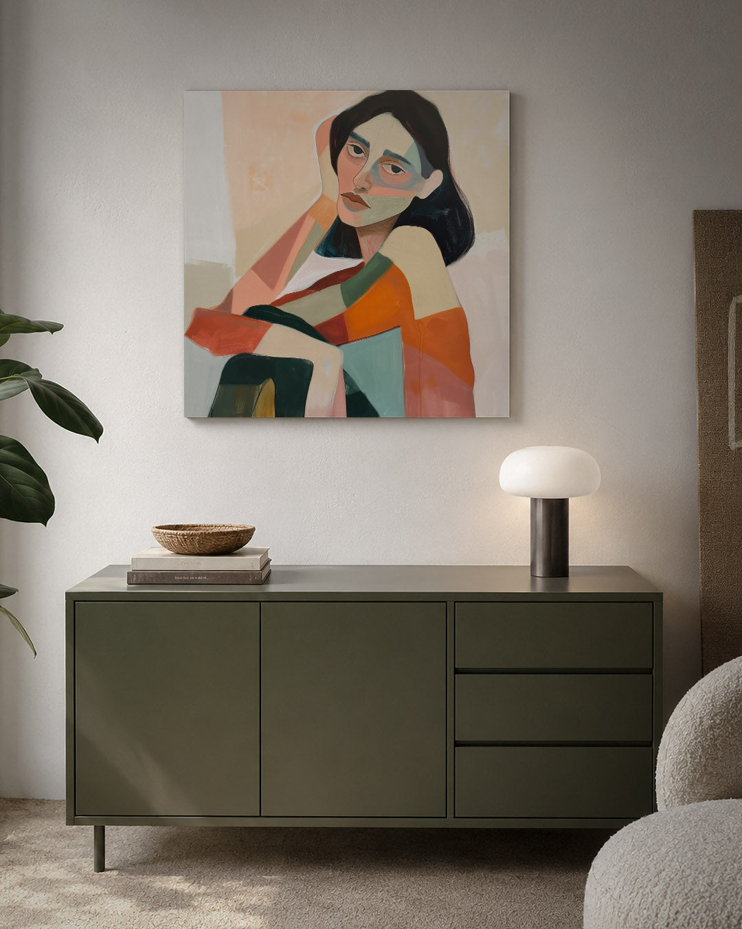Vrouwelijk portret kleuren Kunstwerk